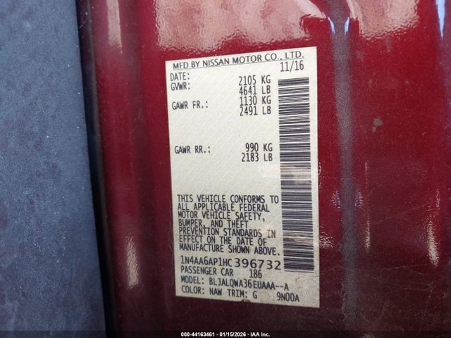 1N4AA6AP1HC396732 Nissan Maxima 3.5 S