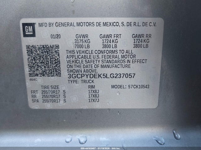 3GCPYDEK5LG237057 Chevrolet Silverado 1500 4wd Short Bed Lt