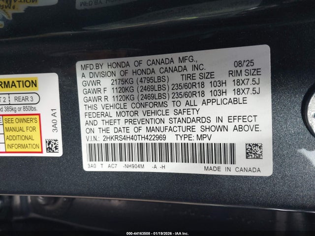 Honda Cr-v Ex Awd 2026 2HKRS4H40TH422969 Image 9