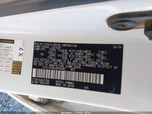 2006 Scion Xb მანქანა იყიდება აუქციონზე, vin: JTLKT334664098280, აუქციონის ნომერი: 44163572