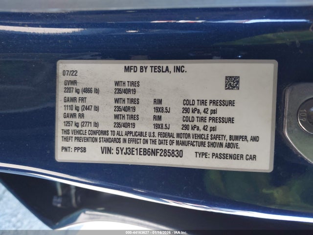 2022 TESLA MODEL 3 5YJ3E1EB6NF285830 Photo 8