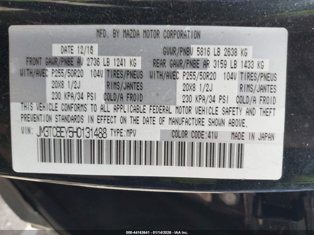 2017 MAZDA CX-9 JM3TCBEY5H0131488 Photo 8