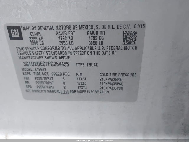 3GTU2UEC7FG264455 GMC Sierra 1500 Sle