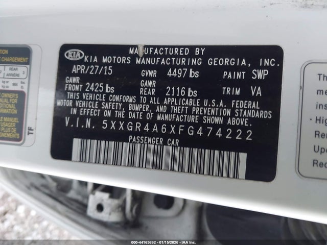 5XXGR4A6XFG474222 KIA Optima Sx Turbo