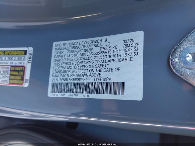 Honda Odyssey Touring 2025 5FNRL6H80SB062143 Image 9