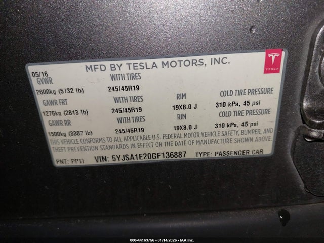 5YJSA1E20GF136887 Tesla Model S 60d/70d/75d/85d/90d