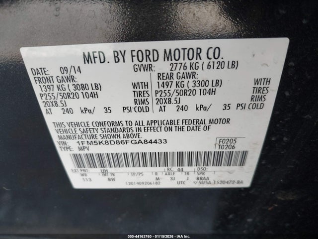 Aukcja sprzedaży 2015 Ford Explorer Xlt, vin: 1FM5K8D86FGA84433, numer aukcji: 44163760