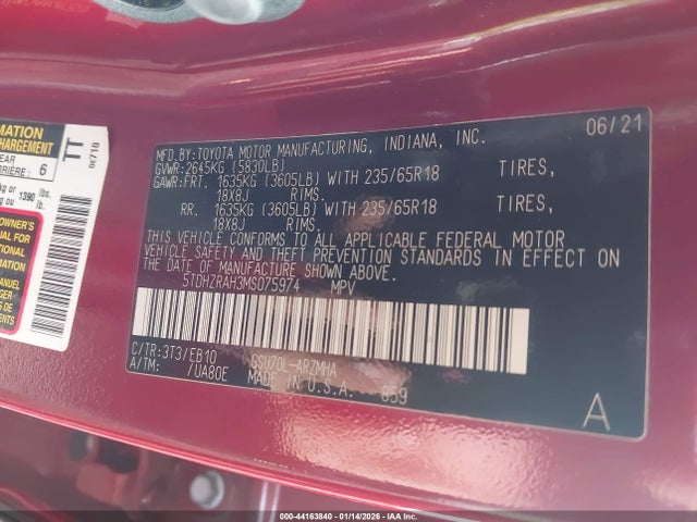 2021 TOYOTA HIGHLANDER 5TDHZRAH3MS075974 Photo 8