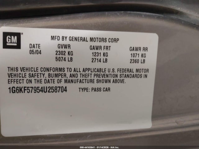 2004 CADILLAC DEVILLE 1G6KF57954U258704 Photo 8