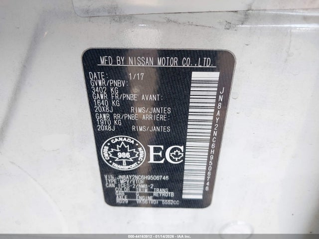 JN8AY2NC6H9506746 Nissan Armada Platinum/sl/sv