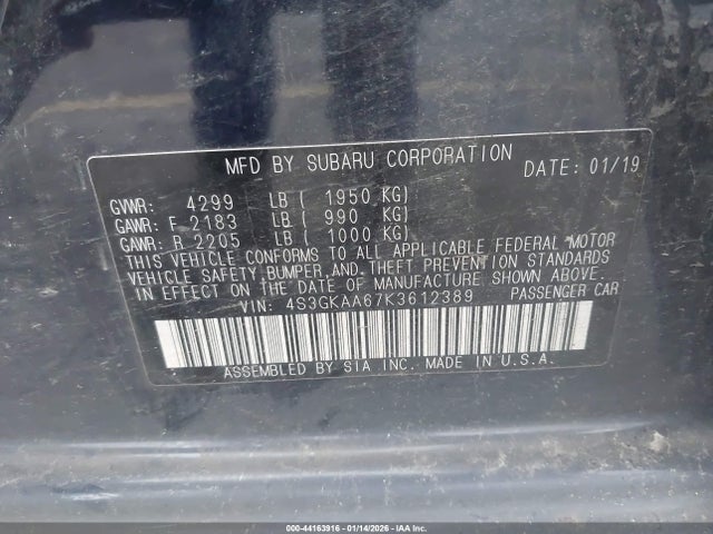 Subaru Impreza 2.0i 2019 4S3GKAA67K3612389 Image 9