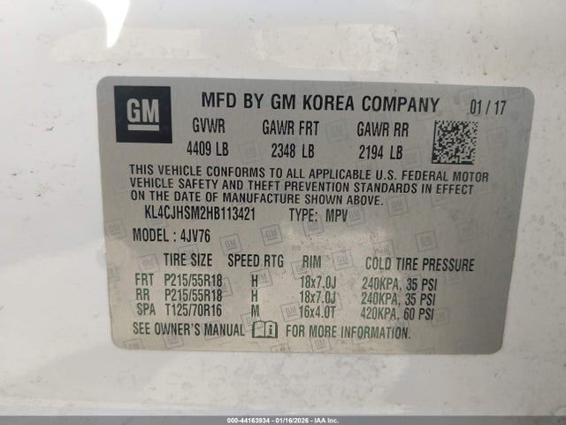 KL4CJHSM2HB113421 Buick Encore Premium