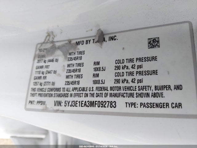 2021 TESLA MODEL 3 5YJ3E1EA3MF092783 Photo 8