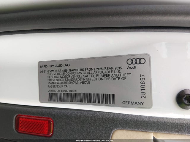 2022 AUDI A4 WAUABAF4XNA004599 Photo 8