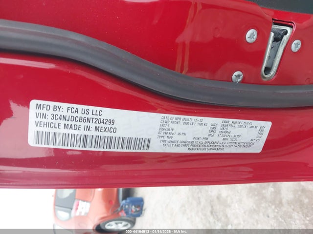 44164013 :رقم المزاد ، 3C4NJDCB6NT204299 vin ، 2022 Jeep Compass (red) Edition 4x4 مزاد بيع