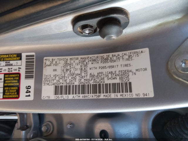 3TMLU4ENXFM194684 Toyota Tacoma Base V6