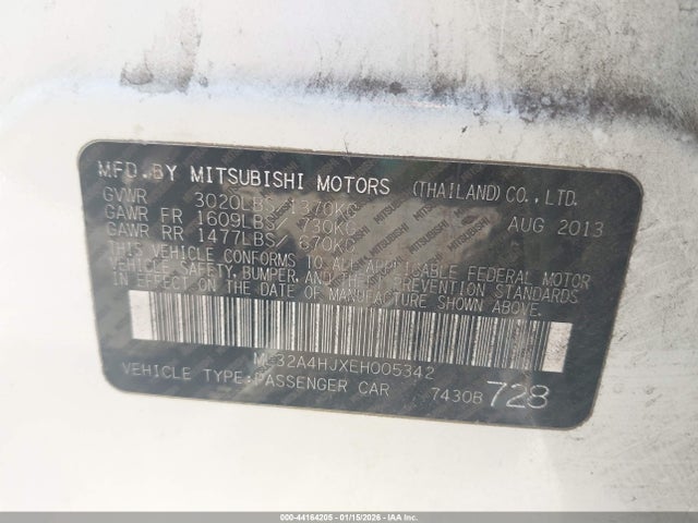 Aukcja sprzedaży 2014 Mitsubishi Mirage Es, vin: ML32A4HJXEH005342, numer aukcji: 44164205