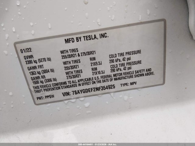2022 TESLA MODEL Y 7SAYGDEF2NF354925 Photo 8