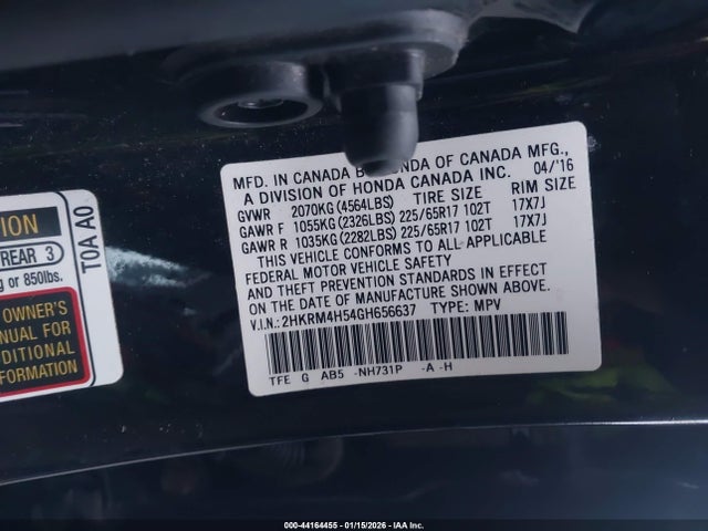 2HKRM4H54GH656637 Honda CR-V EX