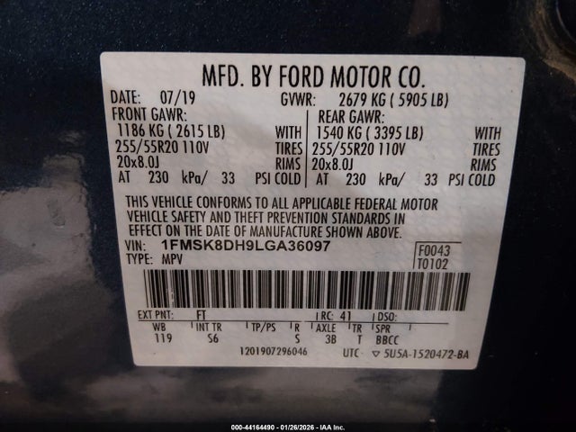2020 FORD EXPLORER 1FMSK8DH9LGA36097 Photo 8