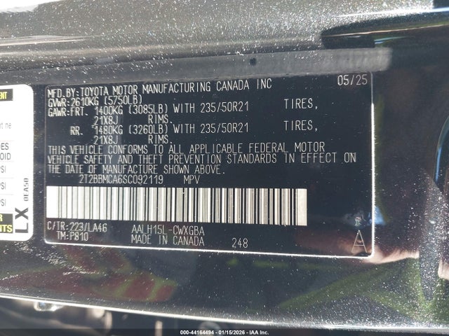Aukcja sprzedaży 2025 Lexus Rx 350h Luxury, vin: 2T2BBMCA6SC092119, numer aukcji: 44164494