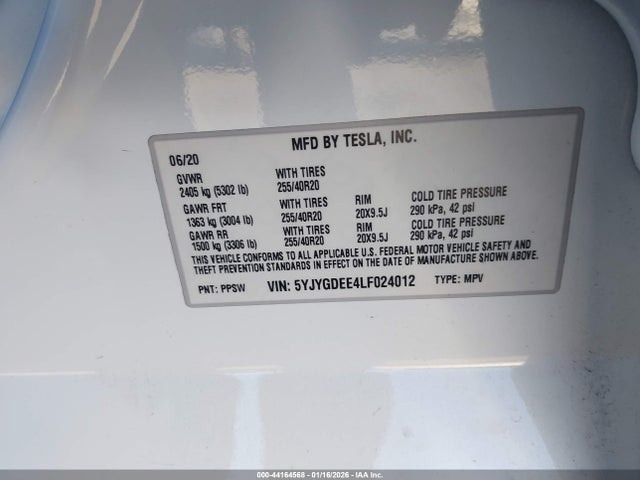 2020 TESLA MODEL Y 5YJYGDEE4LF024012 Photo 8