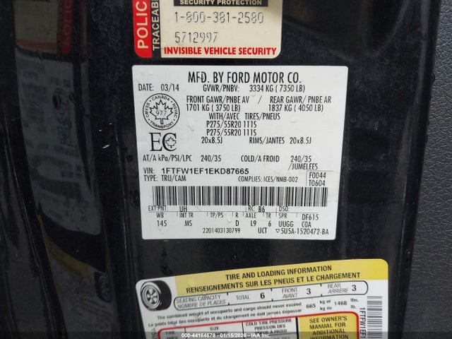 Ford F-150 Xlt 2014 1FTFW1EF1EKD87665 Image 9