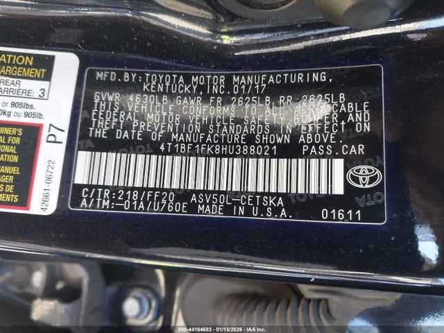 4T1BF1FK8HU388021 Toyota CAMRY SE