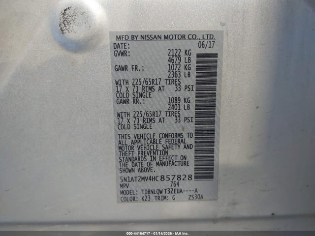 2017 NISSAN ROGUE 5N1AT2MV4HC857828 Photo 8