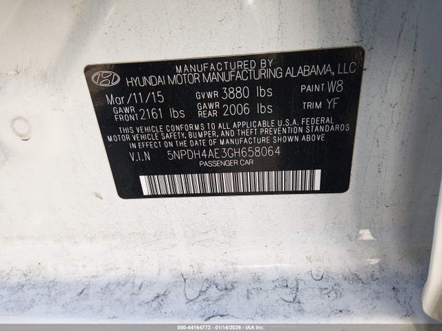 Hyundai ELANTRA SE 2016 5NPDH4AE3GH658064 Image 9