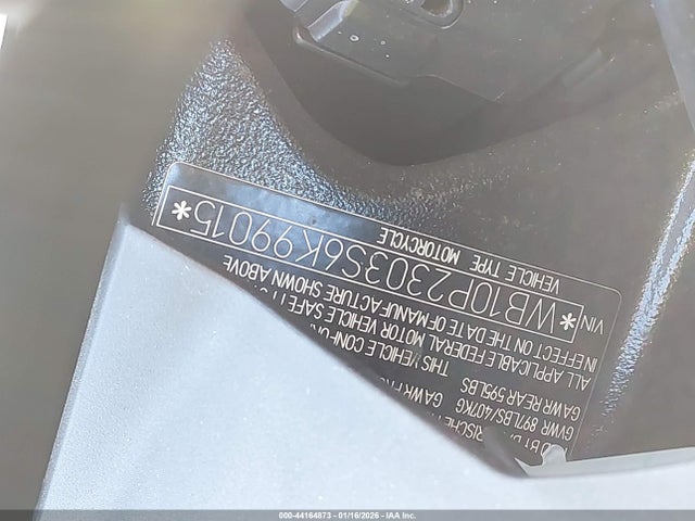44164873 :رقم المزاد ، WB10P2303S6K99015 vin ، 2025 Bmw S 1000 Rr مزاد بيع