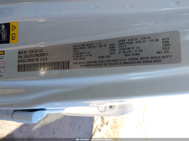 2021 JEEP GLADIATOR 1C6JJTEG7ML596311 Photo 8