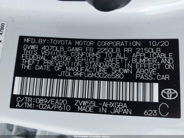 JTDL9MFU6M3026580 Toyota Prius Xle Awd-e