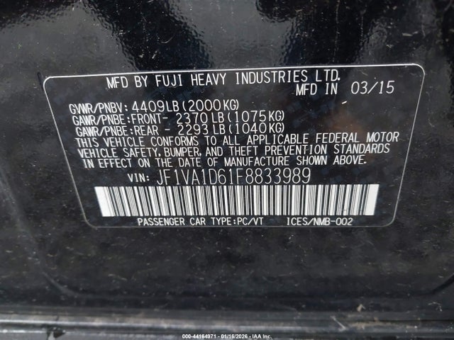 2015 SUBARU WRX JF1VA1D61F8833989 Photo 8