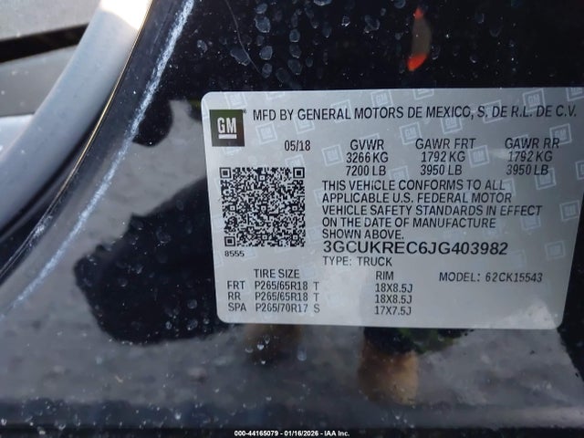 3GCUKREC6JG403982 Chevrolet Silverado 1500 2lt