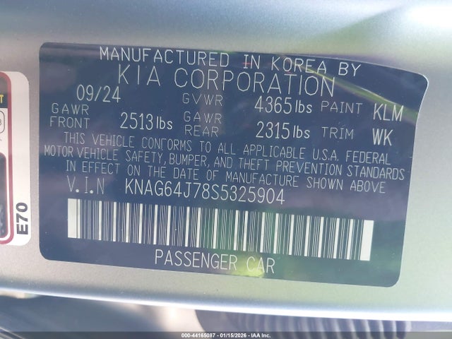KNAG64J78S5325904 KIA K5 Gt-line