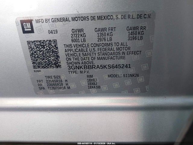 3GNKBBRA5KS645241 Chevrolet Blazer