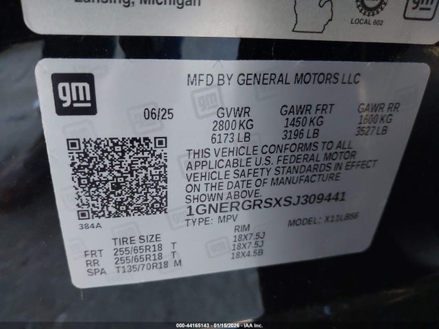 1GNERGRSXSJ309441 Chevrolet Traverse Fwd Lt