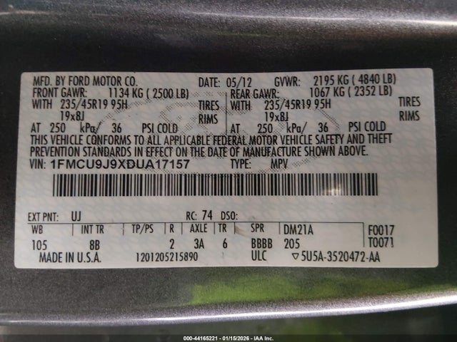 2013 FORD ESCAPE 1FMCU9J9XDUA17157 Photo 8