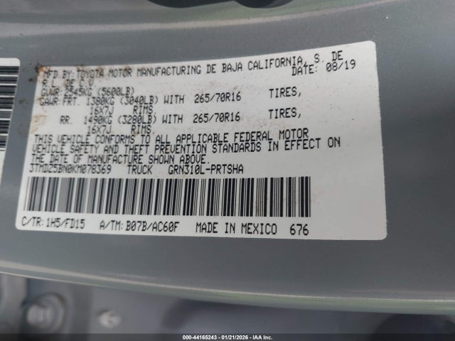 3TMDZ5BN0KM078369 Toyota Tacoma Trd Off Road