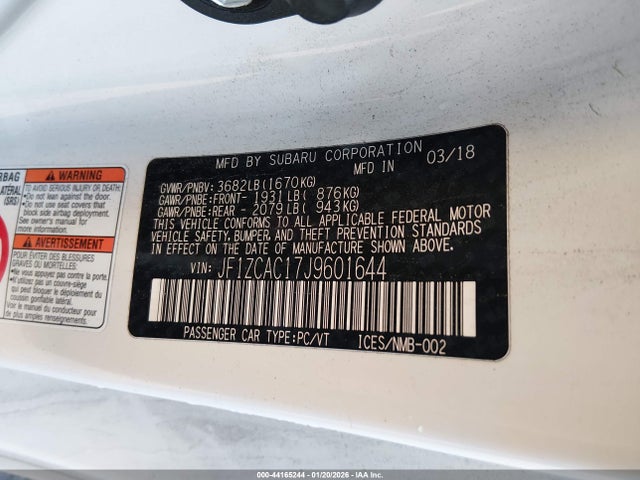 Subaru Brz Limited 2018 JF1ZCAC17J9601644 Image 9