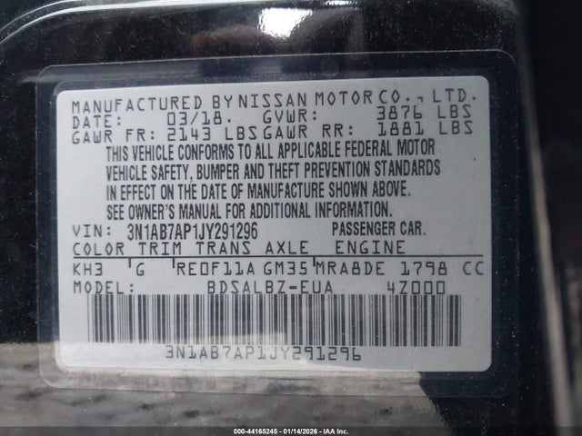 3N1AB7AP1JY291296 Nissan SENTRA S