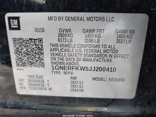 1GNERFKW5JJ200410 Chevrolet Traverse Ls