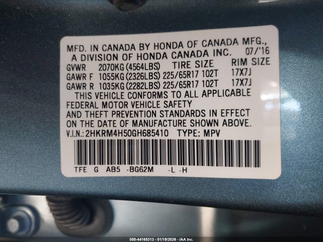 2HKRM4H50GH685410 Honda CR-V EX