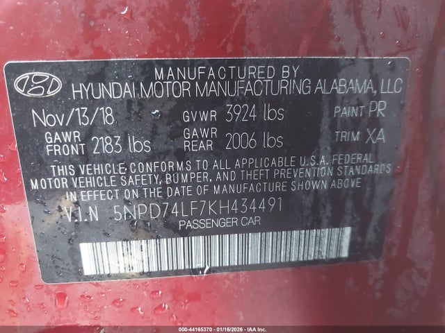 Hyundai ELANTRA SE 2019 5NPD74LF7KH434491 Image 9
