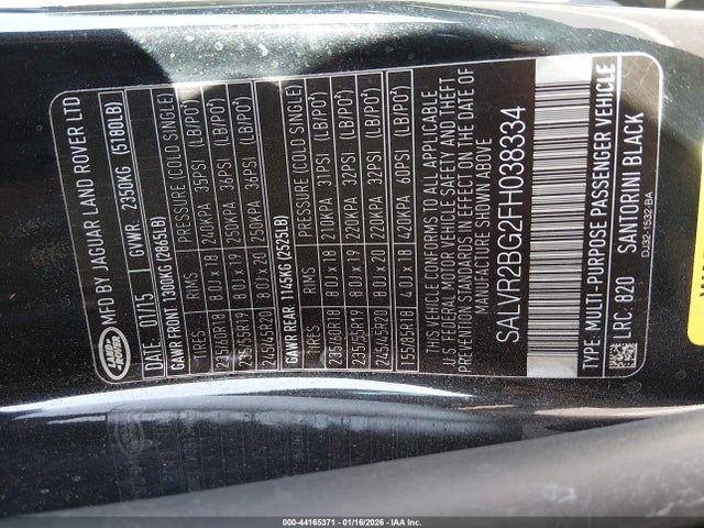 Land Rover Range Rover Evoque Pure 2015 SALVR2BG2FH038334 Image 9