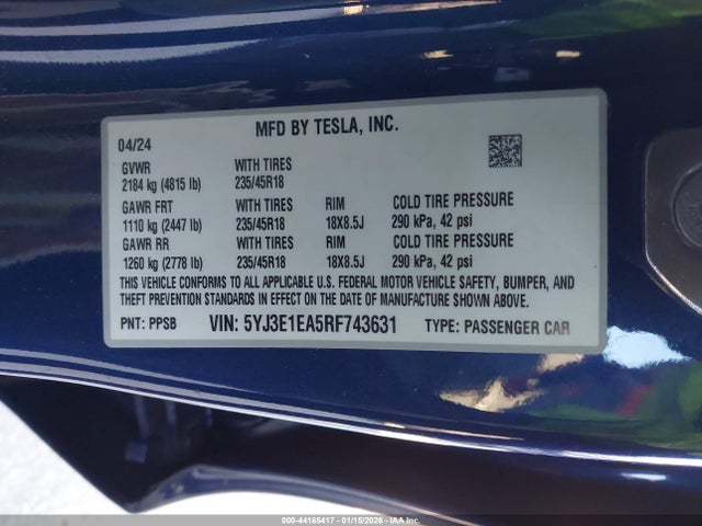 2024 TESLA MODEL 3 5YJ3E1EA5RF743631 Photo 8