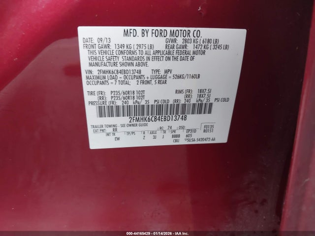 Ford FLEX SEL 2014 2FMHK6C84EBD13748 Image 9
