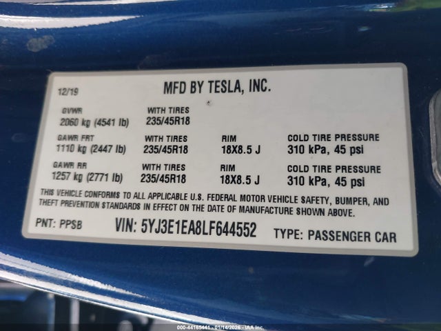 2020 TESLA MODEL 3 5YJ3E1EA8LF644552 Photo 8