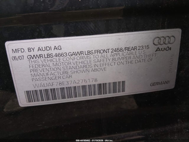 2007 AUDI A4 WAUAF78E37A275178 Photo 8